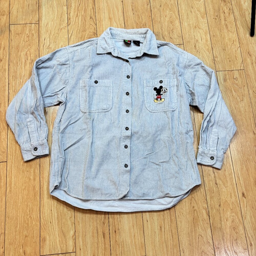 Mickey Unlimited Vintage Embroidered Disney Pocket Corduroy Shirt Unisex Size L